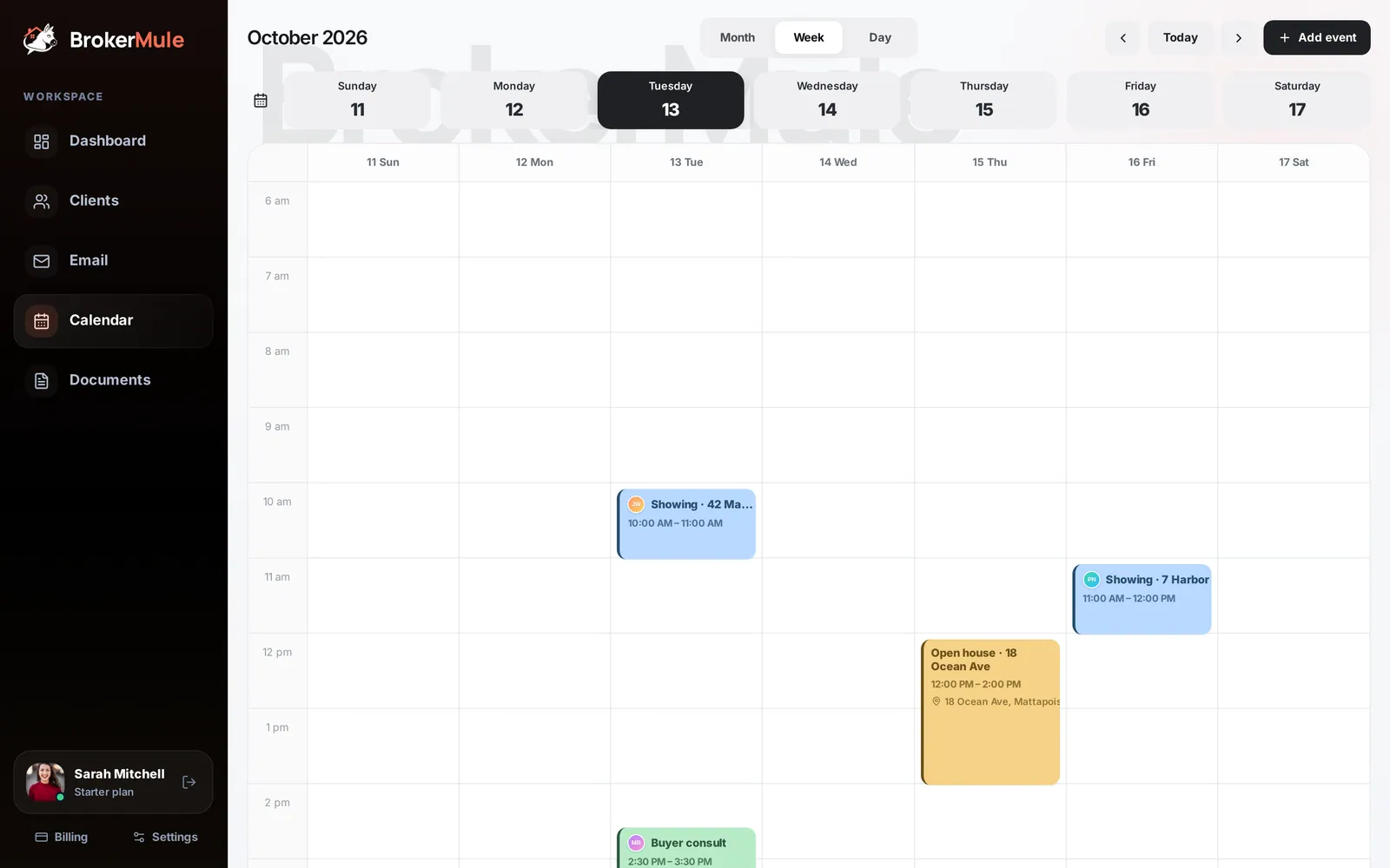 Calendar in BrokerMule